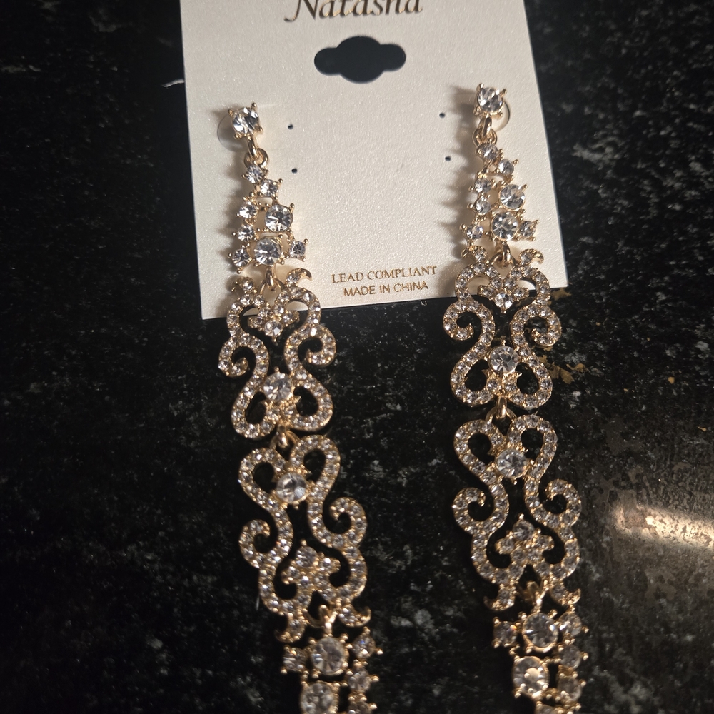 Natasha Couture Gold and Silver Dangle Earrings - Picture 4 of 5